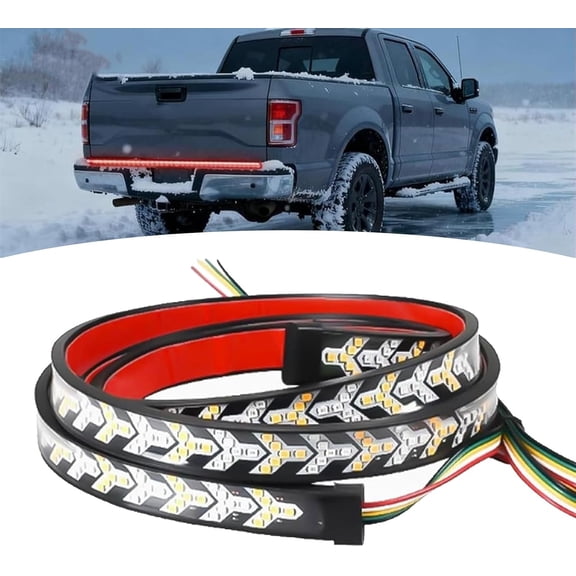 YUSUIYI Truck Tailgate Light Bar,Waterproof LED Signal Break Reverse,Red & Amber Sequential Lighting Arrow Design Strip Lights