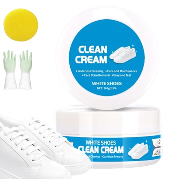 YUSUIYI White Shoe Cleaner Cream,Rinse-Free White Shoe Clean Cream,Multi-functional Cleaning and Stain Removal Creams with Sponge