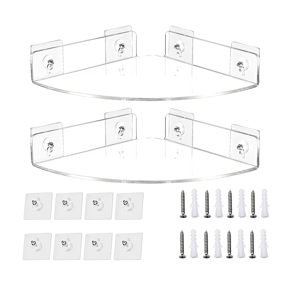 YUTIPGER 2Pcs Acrylic Wall Mount Floating Corner Shelves Quarter Round