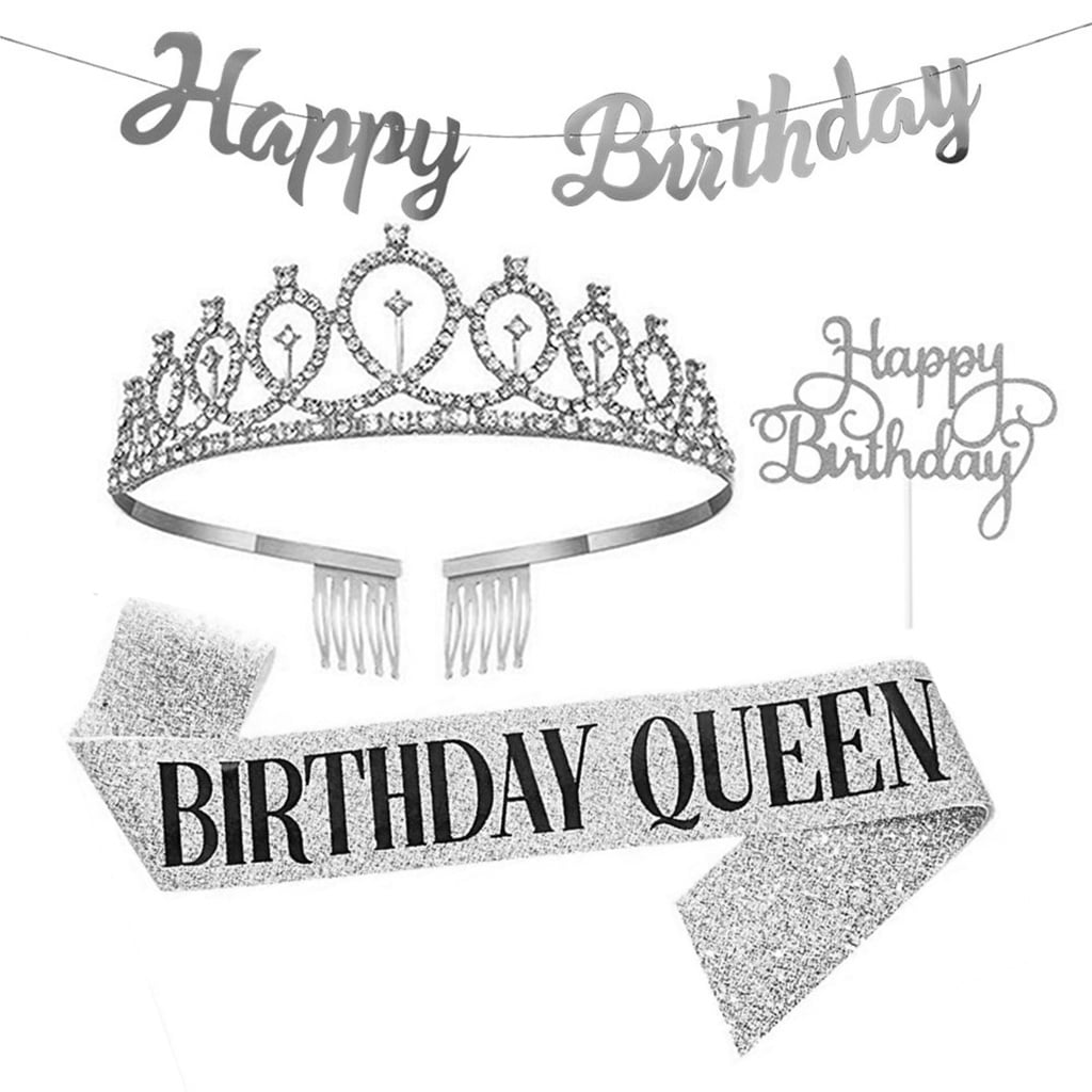 YUTIPGER 4 Pieces Birthday Accessories, Include Birthday Queen Sash