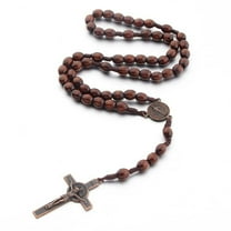 YUTIPGER Fashion Handmade Round Beads Catholic Rosary for Cross Religious Necklaces for Women Men Wood Beads Weaving Necklace