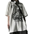 thumbnail image 1 of YUTIPGER Women Men Dark Goth Short Sleeve T-Shirt Harajuku Punk for Cross Shield Graphic Letters Print Loose Hip Hop Oversized To, 1 of 15