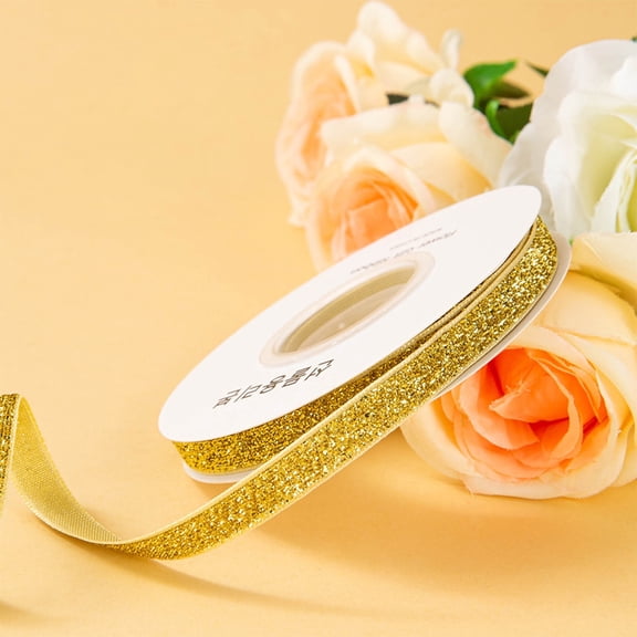 YUTK 1cm Canary Ribbon Bow Hairpin Accessories Flower Wrap Hair Accessories Materials DIY Christmas Decoration Webbing,Gold,Free Size