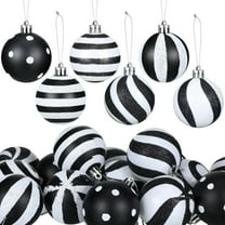 YUTK 24 Pcs Christmas Ball Ornaments Xmas Plastic Stripe Hanging Ball for Christmas Tree Party Decoration Supplies,color,Free Size