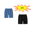 thumbnail image 1 of YUTK 2PC Child's Summer Solid Boys and Girls Botton Short Pants Denim Cute Shorts Overalls (Black,Blue), 1 of 2