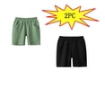 thumbnail image 1 of YUTK 2PC Child's Summer Solid Boys and Girls Botton Short Pants Denim Cute Shorts Overalls (Black,Green), 1 of 2