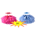 thumbnail image 1 of YUTK 2PC Girls' Fashion New Half Skirt Set Mesh Skirt Embroidered Mesh Solid Color Princess Bow Skirt (Navy,Hot Pink), 1 of 2