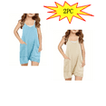 thumbnail image 1 of YUTK 2PC Girls Summer Sleeveless Casual Romper Spaghetti Strap Shorts Jumpsuit with Pockets （Beige,Light Blue）, 1 of 2