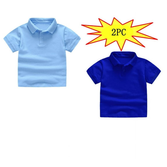 YUTK 2PC Shirts for Teens Girls Children'S Summer Solid Color Short-Sleeved Top Men'S and Women'S Big Children'S Solid Color T-Shirt(Dark Blue,Light Blue)