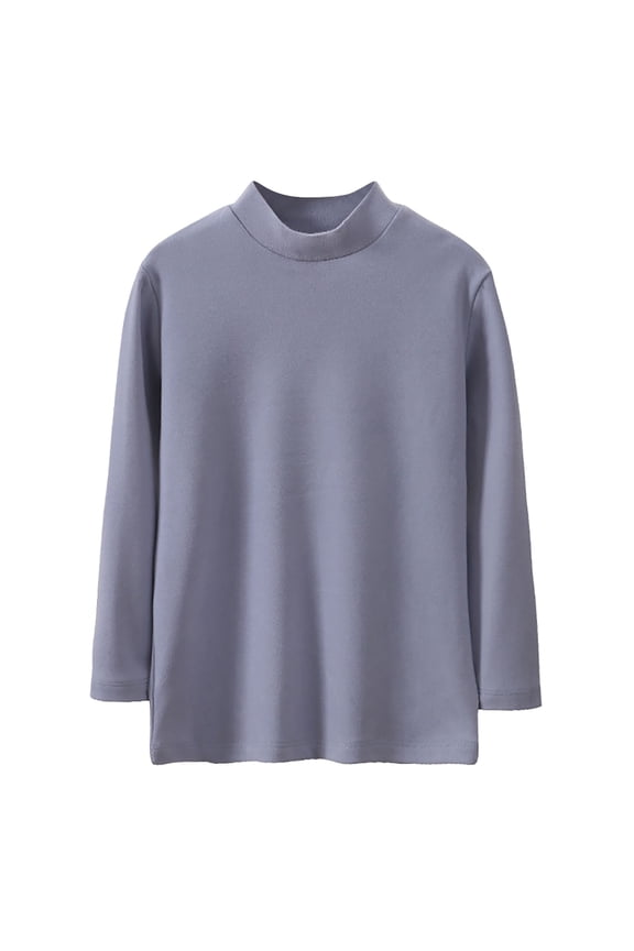 2T Girl Clothes Children'S Half-High Neck Warm Bottoming Shirt Middle and Large Children Candy Color Parent-Child Models Adult Fall and Winter German Fleece Warm Clothes Blue