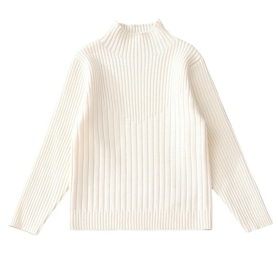 YUTK 2T Girl Clothes Fall and Winter New Set Of Head foreign-Style Children'S Winter Children'S Bottoming Turtleneck Sweater Beige
