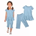 thumbnail image 1 of YUTK Baby Girls 2-Piece,Fashion Girls' Casual Short Sleeve Tops Round Neck Collar Botton Short Pants Sets Sale Light Blue, 1 of 9