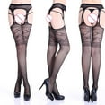 thumbnail image 1 of YUTK Black Sheer Tights for Women - Women Sexy Lace Leggings Pants Fishnet Netting Stockings Net Sexy Lingerie Transparent Hollow Out Hanging Stockings - Black Free Size, 1 of 5