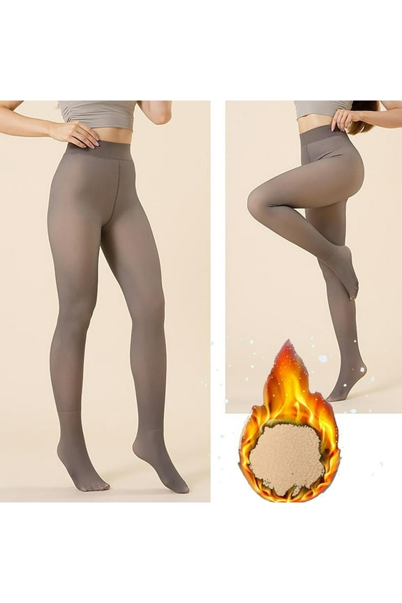 Black Tights for Women - 200G Ladies Wearing Fake Flesh Through and Winter Skin Through Oversized Leggings with Fleece Hickened Cropped Pants - Coffee M