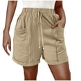 thumbnail image 1 of YUTK Cargo Pant for Women Womens Comfy Drawstring Casual Elastic Waist Pocket Solid Color Loose Shorts Pants Khaki Xxl, 1 of 7