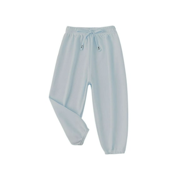 YUTK Children'S Casual Solid Color Sports Pants Corduroy Pants for Boys and Girls Pants Straps Pants Light Blue