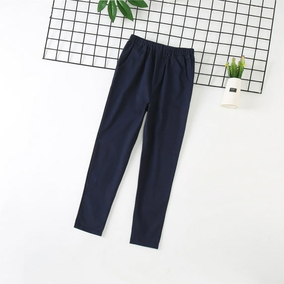 YUTK Children'S Suits Pants School Pants Elastic Waist Performance School Uniform Pants Children'S Outerwear Pants Navy