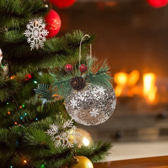 YUTK Christmas Ball Powder Ball Needles Foam High End Christmas Ball Home Decoration,Rose Gold,Free Size