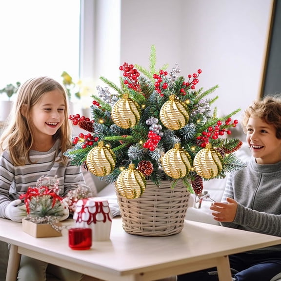 YUTK Christmas Ball Set Hanging Ball Transparent Electroplating Christmas Ball Christmas Tree Christmas Scene Dress Up Pendant,Gold,Free Size