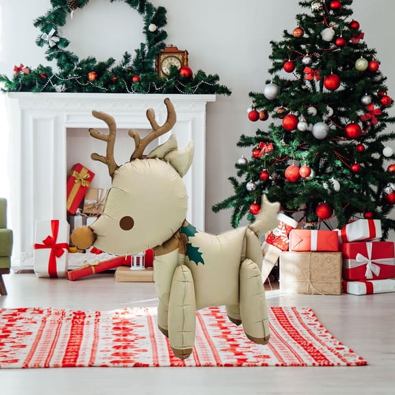 YUTK Christmas Matte Snowman Santa Claus Christmas Deer Aluminum Film Balloons Store Holiday Party Decoration,Brown,Free Size