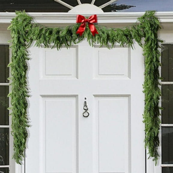 YUTK Christmas Norfolk Pine Garland- 7 Ft Single Fork Norfolk Pine Realistic Touch Garland Ornament- Artificial Pine Greenery Garland for Christmas Holiday Mantle Fireplace Table Home Decor