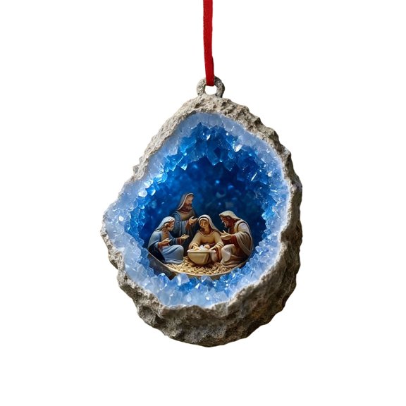 YUTK Christmas Ornaments - Acrylic Christmas Pendant Round Religious Hanging Ornaments for Christmas Tree Christmas Decorations for Home Holiday Decor Festive Orname D,Free Size