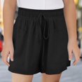 thumbnail image 1 of YUTK Cropped Linen Shorts Under $10 Children'S Summer Solid Color and Linen Ribbon Pocket Elastic Waist Sports and Leisure Shorts for Kids Black 13-14 Years, 1 of 8