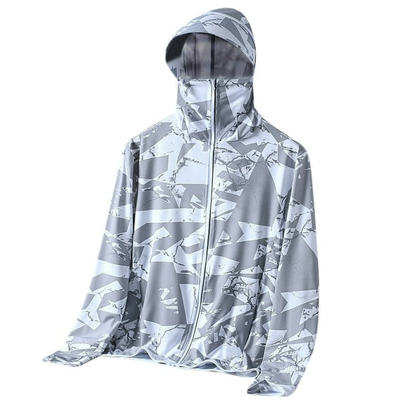 YUTK Fishing Shirts for Men UPF 50  UV Sun Protection Long Sleeve T-Shirt Lightweight Quick Dry UV Hoodies Tees with Mask White 4Xl