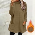thumbnail image 1 of YUTK Fleece Sweatshirts for Women Mock Turtleneck Fall Winter Warm Sweater Tunic Plus Size Pullover Tops with Pockets Coffee XXL, 1 of 8