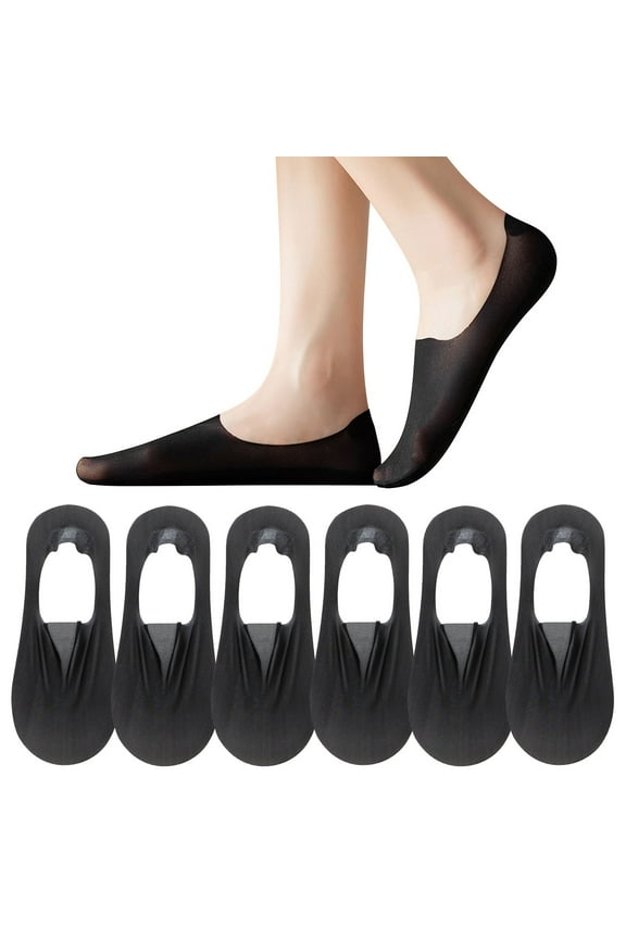 Fuzzy Socks 6 Pairs Womens Socks Nylon Non Slip Low Cut invisible Liner Footies Thin Socks Lightweight Socks Black Free Size