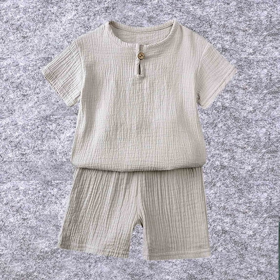 YUTK Girls' Active Sweatsuit,Spring and Summer Toddler Kids Baby Girls Boys Solid Short Sleeved Fashion Rompers Sale Gray