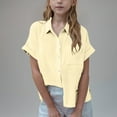 thumbnail image 1 of YUTK Girls Tops Sale Girls Boys Plus Size Turn Down Collar Short-Sleeved Shirts Kids Loose Tunic Aged 3-14 Yellow 9 Years, 1 of 7
