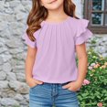 thumbnail image 1 of YUTK Girls Trip Shirts Sale Summer New Shirts for Kids Raglan Sleeve Short Sleeve Graphic T-Shirt Round Neck Top Girls T-Shirt Tee Casual Top Purple 11 Years, 1 of 7