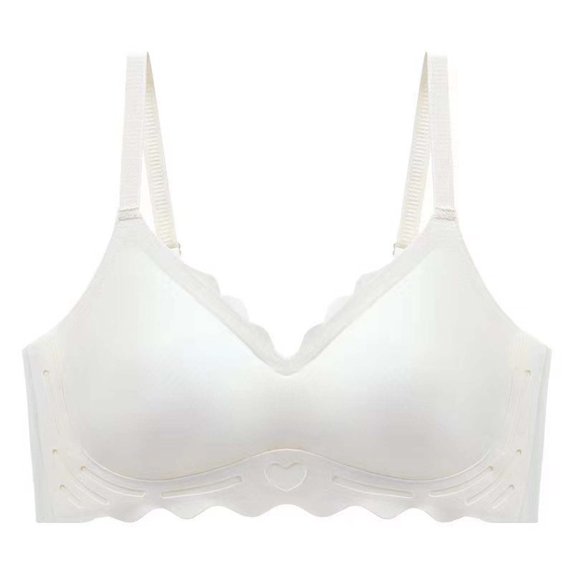 YUTK High Impact Support Sports Bras for Women - Women's Solid Color Seamless Underwear without Steel Rims Detachable Chest Sagging Wave Pattern Bra White S