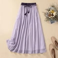 thumbnail image 1 of YUTK High Waist Midi Skirt for Women - Women's Summer Solid Embroidery Elastic Waist Linen Ankle Skirt Purple Xl, 1 of 9