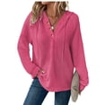 thumbnail image 1 of YUTK Hoodies for Women Trendy Fall Fashion 2025 V Neck Oversized Sweatshirt Plus Size Tops Clothes Hot Pink M, 1 of 8