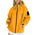 thumbnail image 1 of YUTK Hoodies for Women - Women Solid Color Rain Jacket Outdoor Hooded Windproof Loose with Pocket Coat Yellow S, 1 of 8