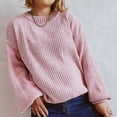 thumbnail image 1 of YUTK Hoodies for Women Women's Loose Casual Solid Color Lantern Sleeve Head Knitted Sweater. Pink L, 1 of 8