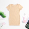 thumbnail image 1 of YUTK Kids Girls Sweatsuit,Baby Girl Summer Cute Solid Color Short-Sleeved Round Neck Dress Khaki, 1 of 5