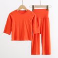 thumbnail image 1 of YUTK Kids Girls Sweatsuit,Toddler Kids Boys Girls Fashion Cute Solid Color Soft Half Sleeve Top Pants Home Wear Suit Orange, 1 of 9
