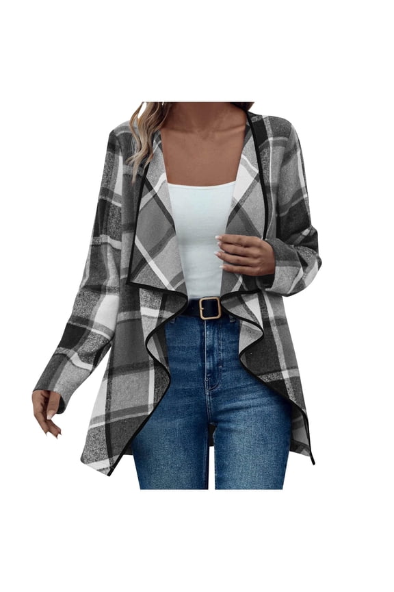 Long Flannel Jacket Womens Green Plaid Shacket Button Shirts Pattern Fall Flannel Jacket Shackets Cozy Trench Coat Gray XXL