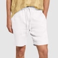 thumbnail image 1 of YUTK Men's Skinny Solid Color Cargo Shorts - Muscle Men's Casual Shorts Imitation Cotton and Linen Texture Shorts Solid Color Tied Five Quarter Pants Thin Men's Shorts White S, 1 of 6