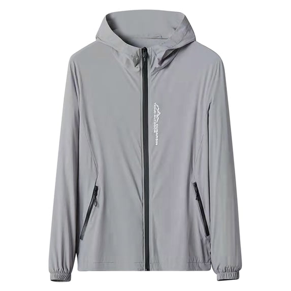 YUTK Men's UPF 50+ Sun Protection Hoodie Jacket Lightweight Full Zip Hoodies Long Sleeve Shirts for Men Hiking Fishing Gray Xxl