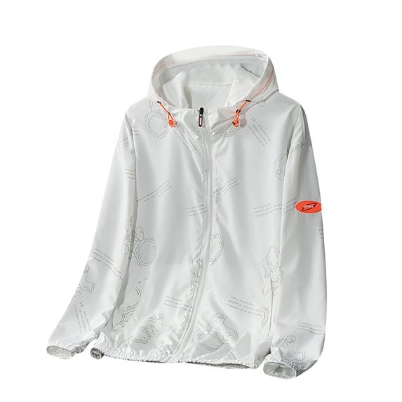 YUTK Men's UPF 50+ Sun Protection Hoodie Shirts Long Sleeve Fishing Swim Running UV Spf Lightweight Quick Dry Rash Guard White L
