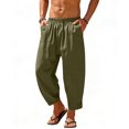 thumbnail image 1 of YUTK Mens Cargo Pants Relaxed Fit New Fashion Mens Pant Casual Elastic Waist Trousers Boho Solid Pockets Pants Army Green 3Xl, 1 of 8