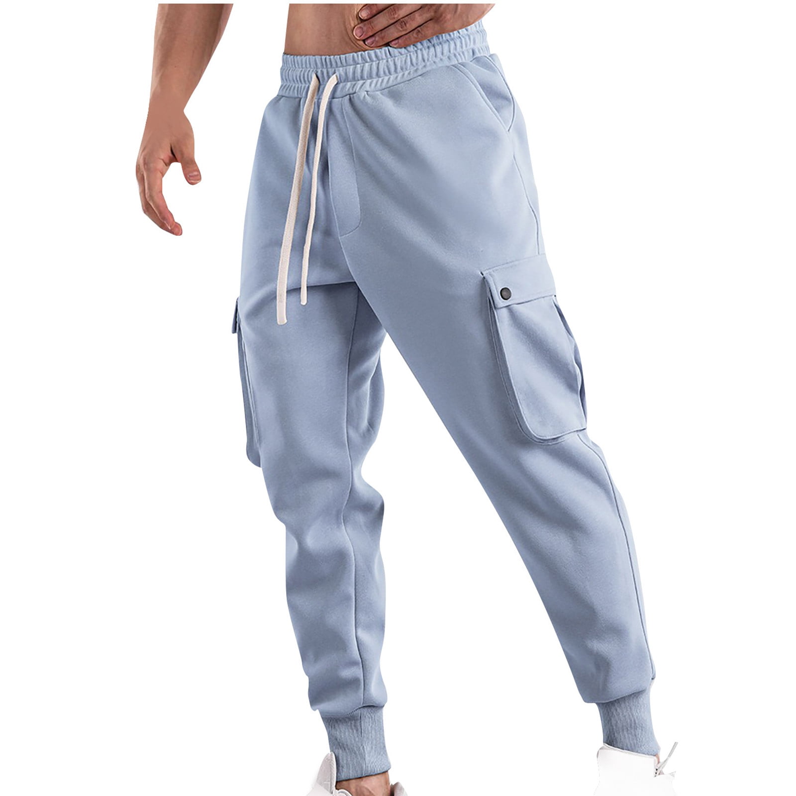 YUTK Mens Jogger Pants in Clearance Men Fashion Solid Casual Elastic Waist with Pocket Trousers Sport Pants Light Blue Xl Walmart