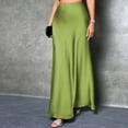 thumbnail image 1 of YUTK Midi Pleated Skirts for Women Under $10 Womens Fashion Solid Color A Character Satin Fabric invisible Zipper Half Length Skirt Green M, 1 of 7
