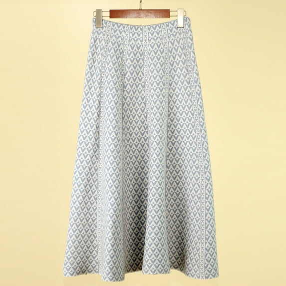 YUTK Midi Pleated Skirts for Women - Women's Pattern Knitting Sweater A-Line Skirt Mid Length Skirt Pleated Skirt Beige one Size