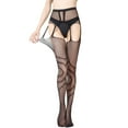 thumbnail image 1 of YUTK Panty Hose Women's - Womens Solid Color Stockings Long Tube Suspender Open Cut Pantyhose - Black Free Size, 1 of 3
