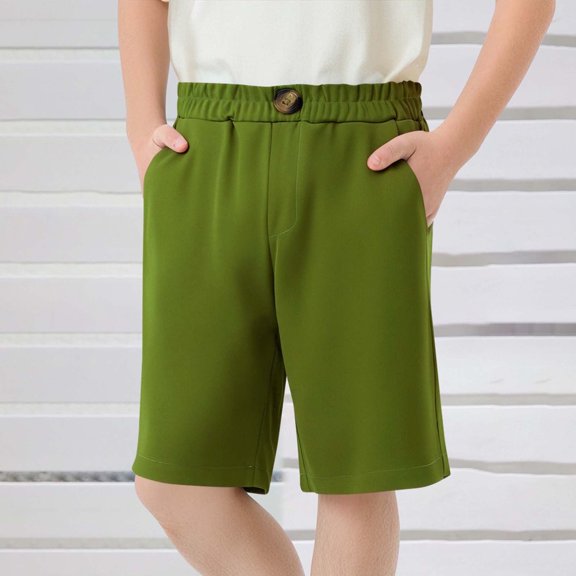 YUTK Plus Size Lounge Shorts Under $10 Summer Children Kids Boy Girl Solid Color Casual Pants Shorts Elastic Waist Pants Green 7 Years